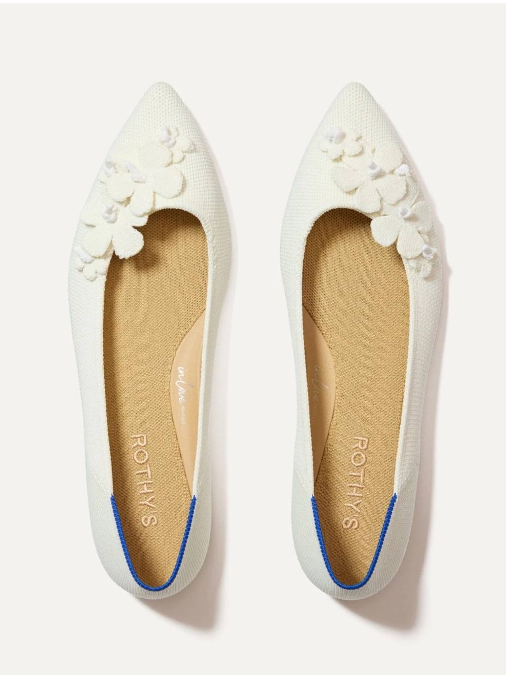 Rothy's The Petal Point II in White Floral Pointed-Toe Flats